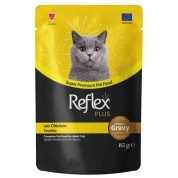 Reflex Plus Sos İçinde Et Parçacıklı Tavuklu Yetişkin Kedi Konservesi 85gr