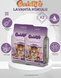 Goldlife Premium Lavender Kedi Kumu 10 Lt X2 ADET İnce Taneli