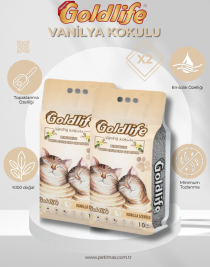 GOLDLİFE Premium Vanilya Kokulu Kedi Kumu 10 Lt X2 ADET İnce Taneli