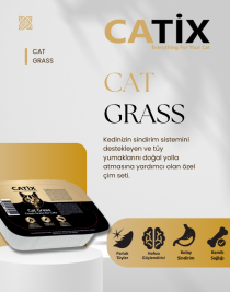 CATİX %100 Doğal Kedi Çimi – File Hediyeli | Tüy Yumağı Önleyici ve Sindirim Destekleyici