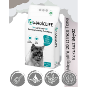 Magiclife 20 Lt Ince Tane Kokusuz Naturel Beyaz Bentonit Kedi Kumu