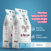Toi Moi 2'li Avantaj Paketi Topaklanan,Tozsuz,Hijyenik Marsilya Sabunlu Bentonit Kedi Kumu 2x10Kg